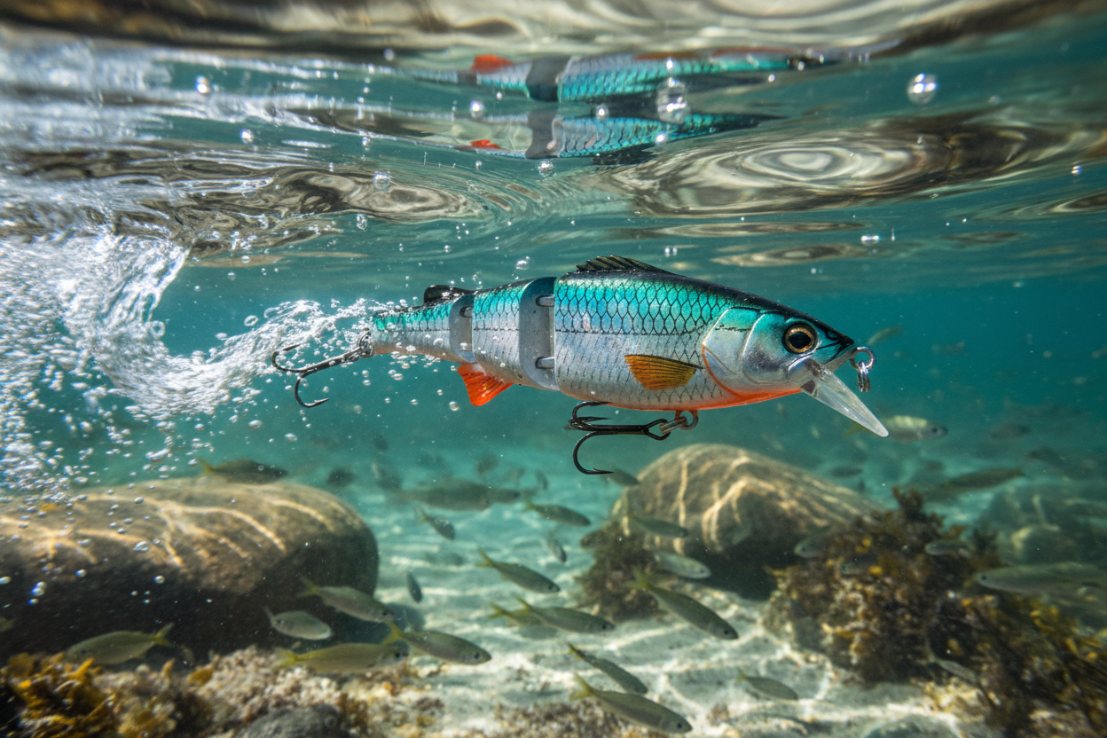 Close‑Up: Hardbait im Wasser in Bewegung